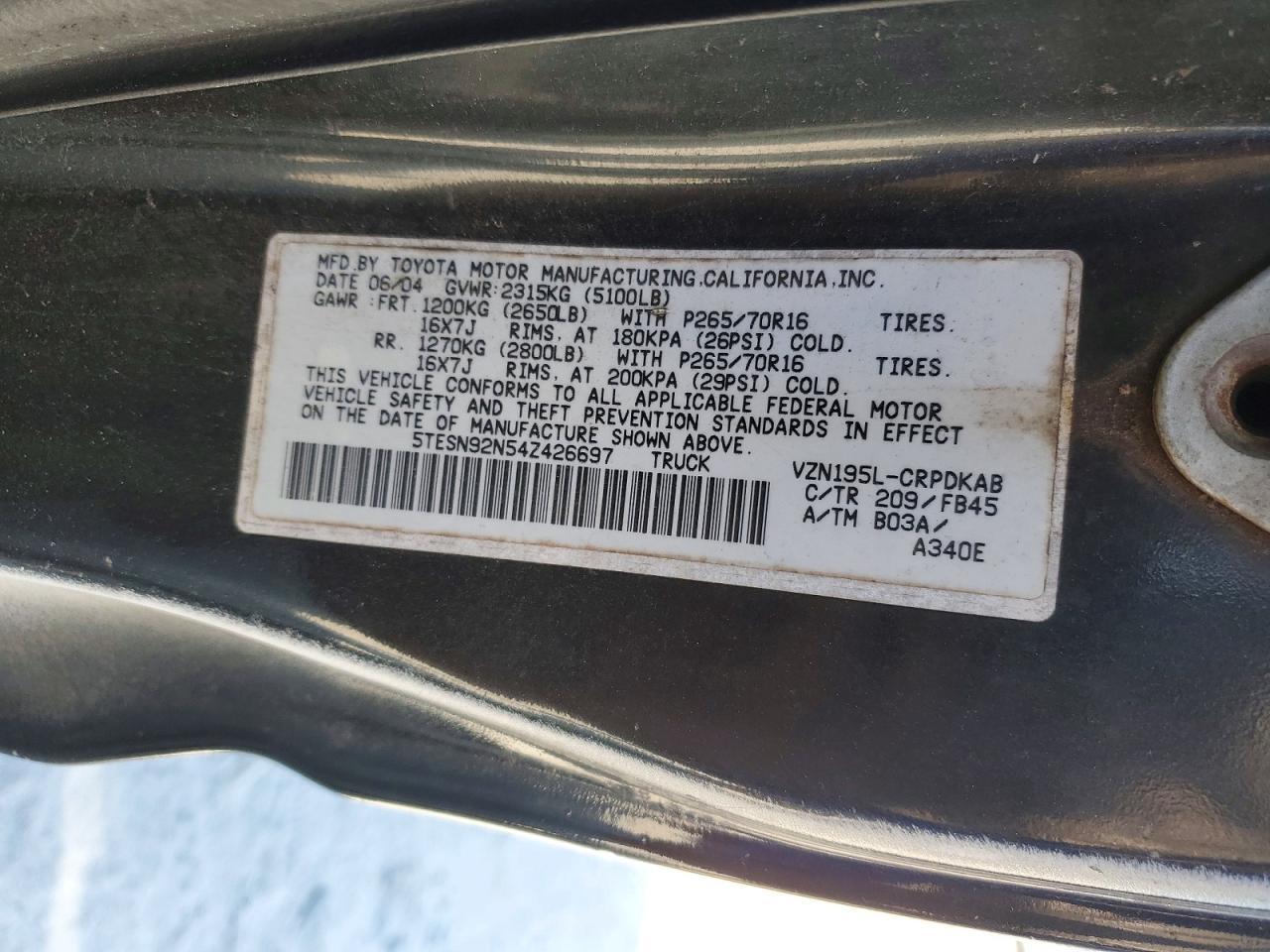 2004 Toyota Tacoma Prerunner V6