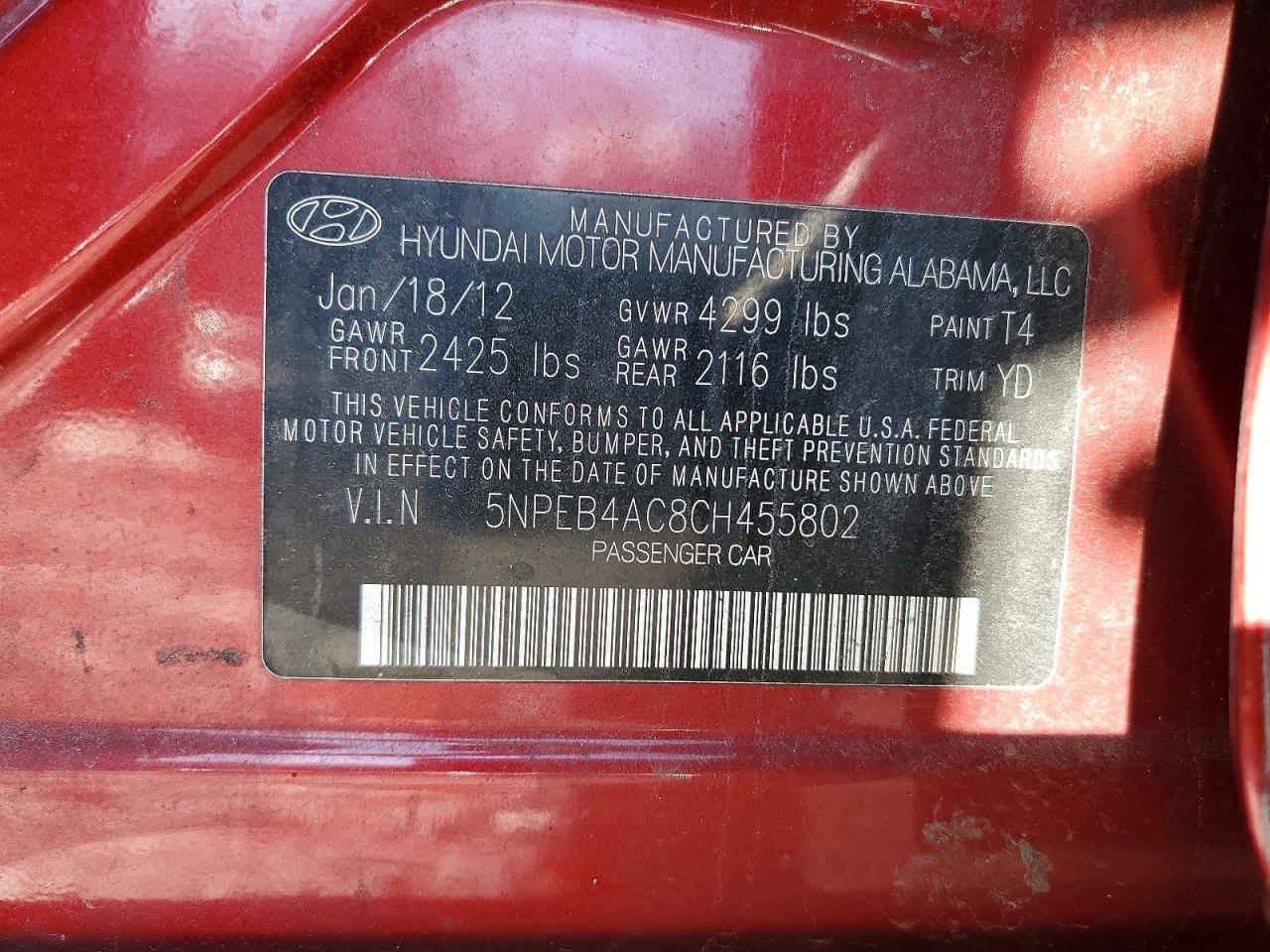 2012 Hyundai Sonata gls