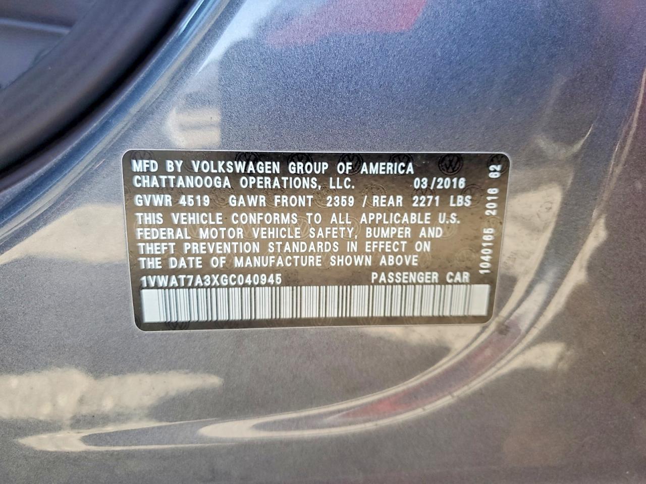 2016 Volkswagen Passat