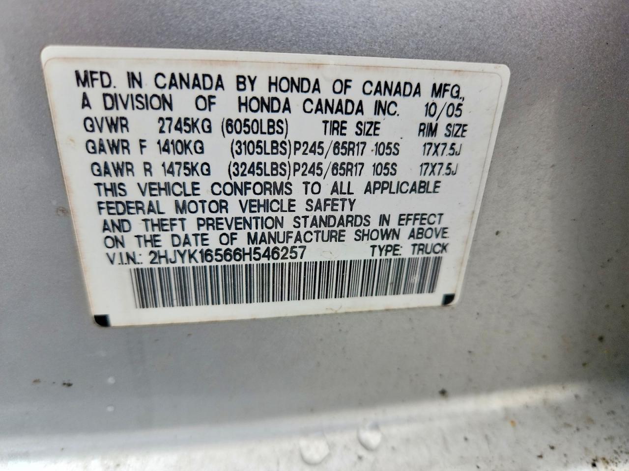 2006 Honda Ridgeline RTL