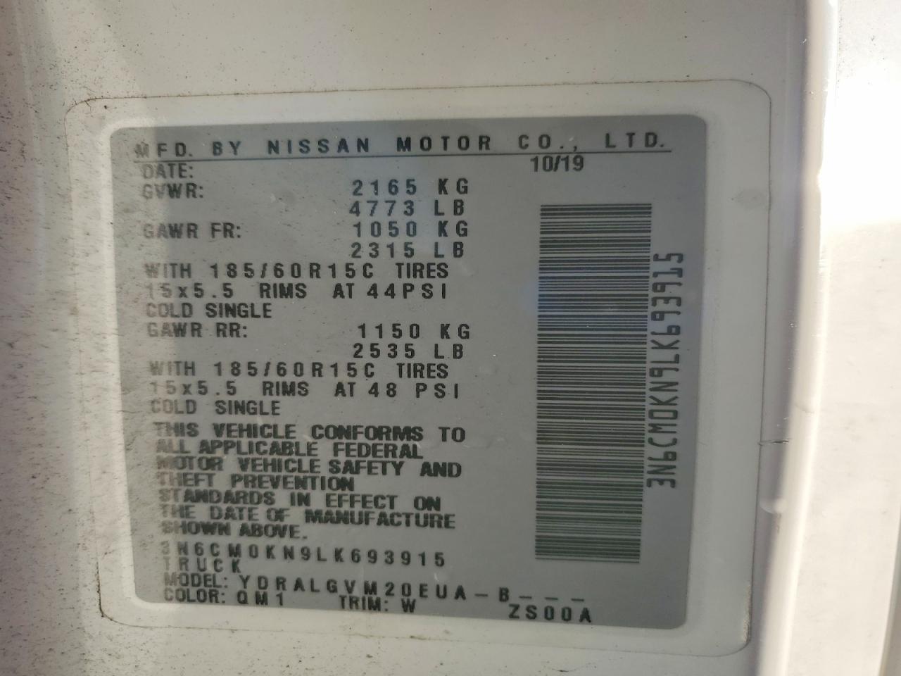 2020 Nissan NV200 SV Utility / Service Van