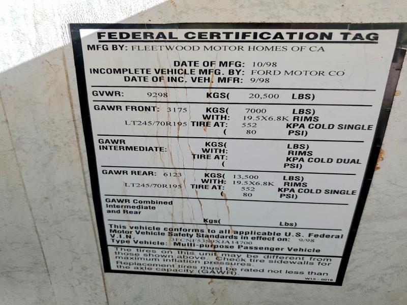 1999 Ford F550 Super Duty RV