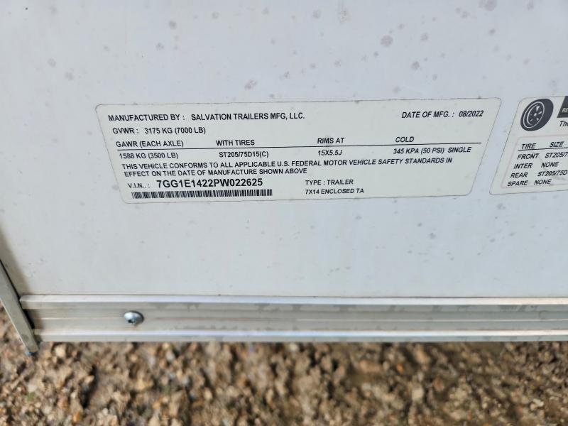 2023 K6qx 2023 Salvation 7X14 Enclosed Cargo Trailer