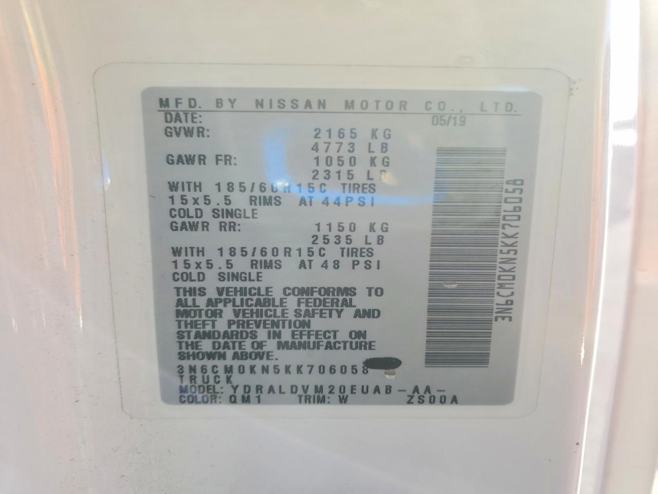 2019 Nissan NV200 S