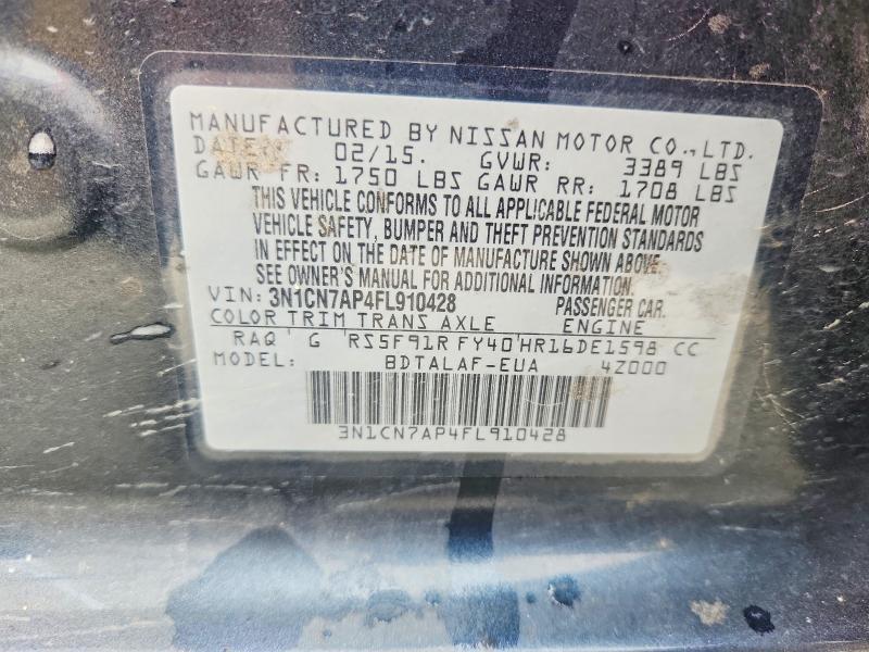 2015 Nissan Versa 1.6 s