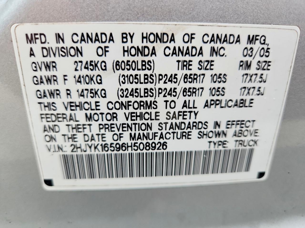 2006 Honda Ridgeline RTL