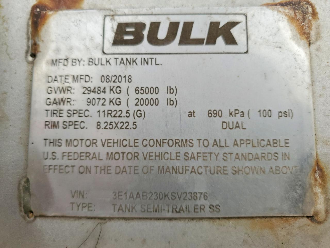 2019 Bulk DOT/TC Specification