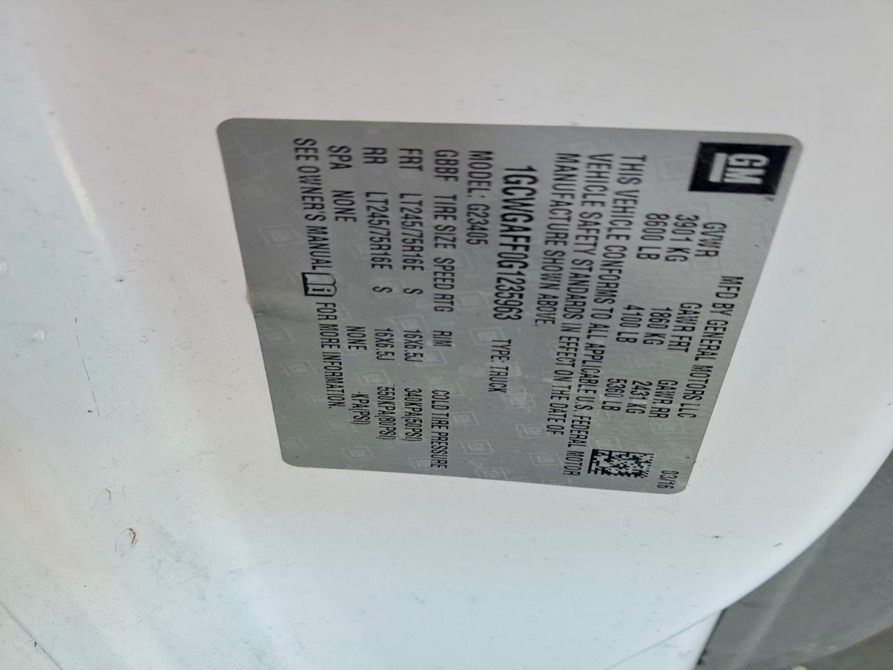 2016 Chev Express G2500