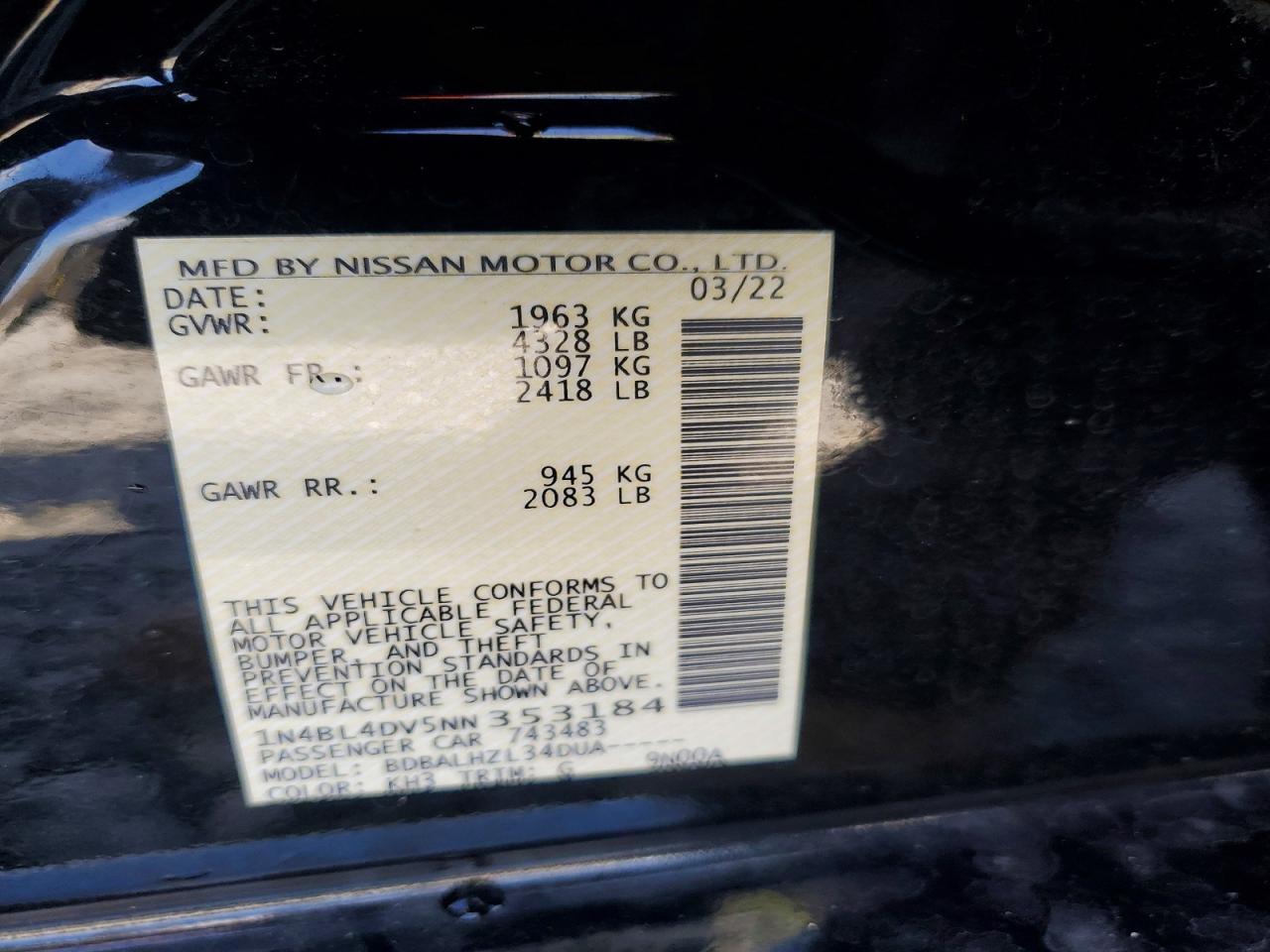 2022 Nissan Altima 2.5 sv