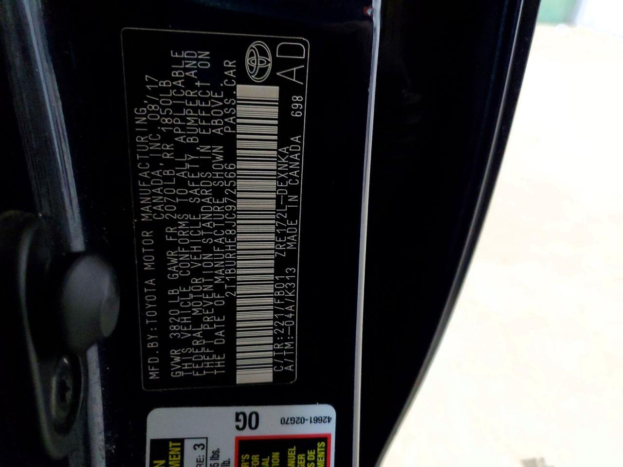 2018 Toyota Corolla le