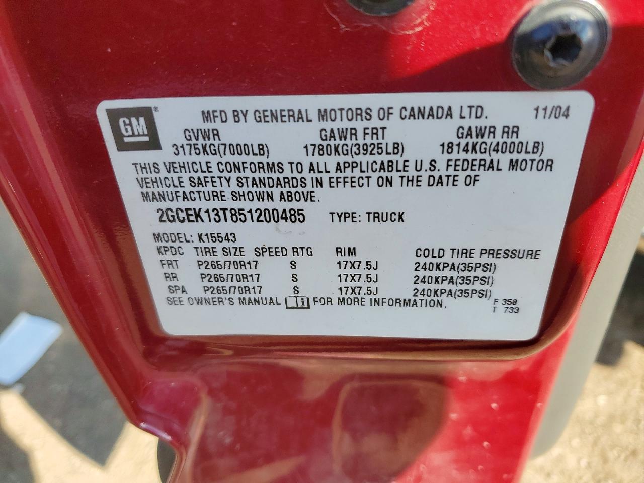 2005 Chevrolet Silverado K1500