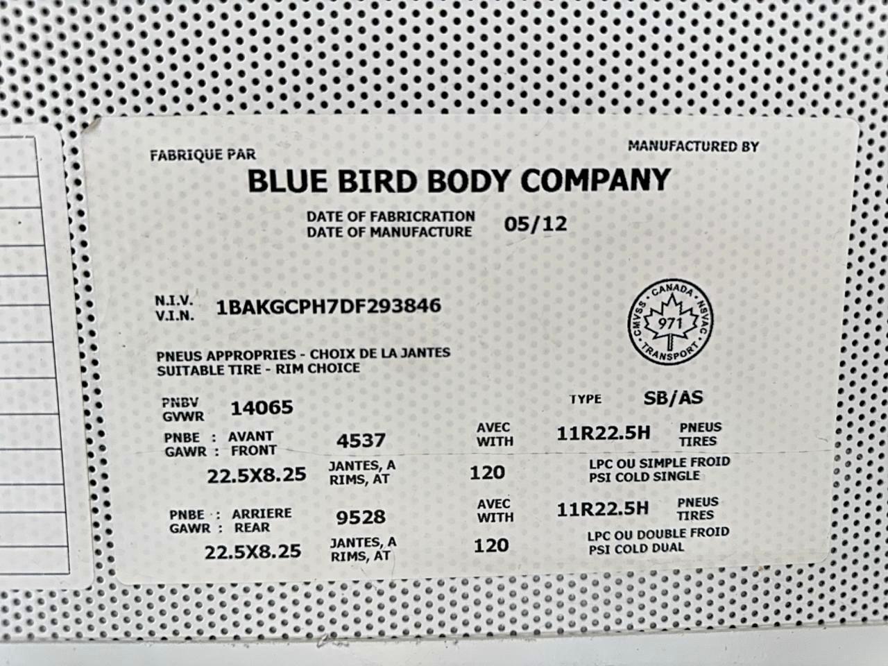 2013 Bluebird Vision-School Bus