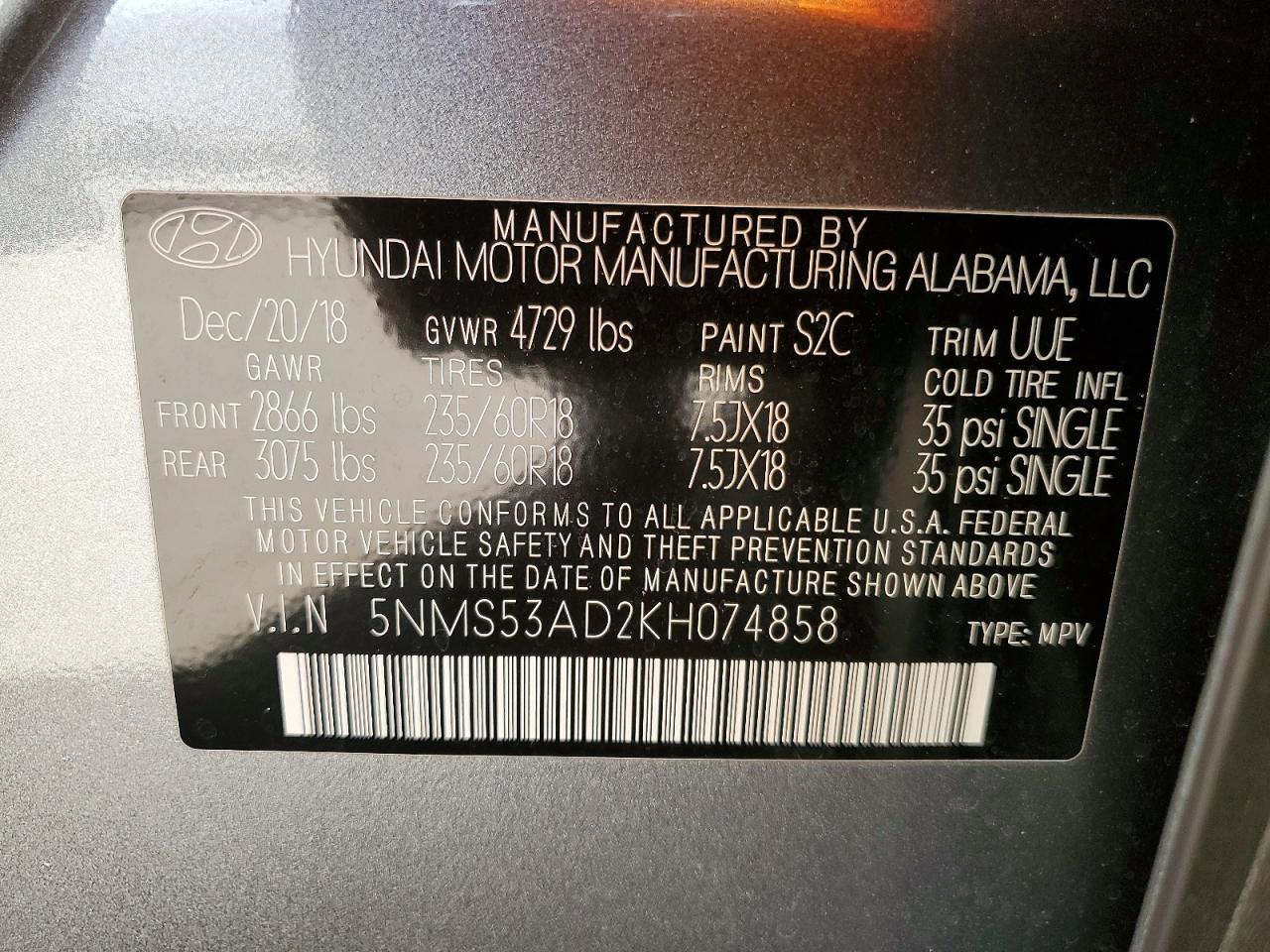 2019 Hyundai Santa fe Ultimate 2.4l
