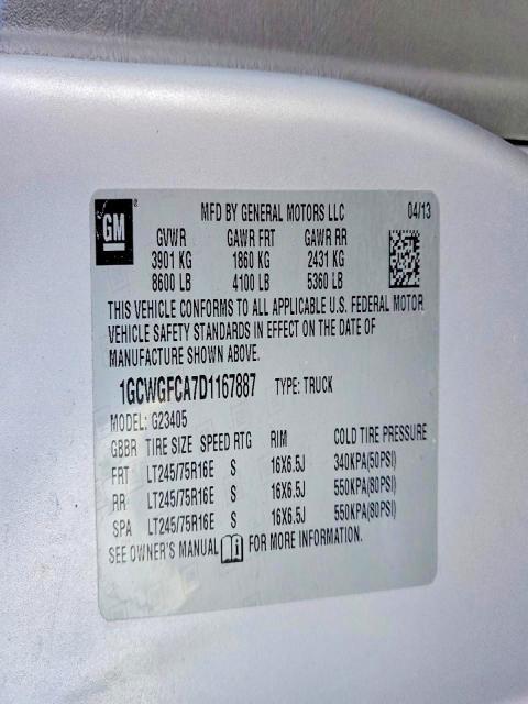 2013 Chevrolet Express G2500 Utility / Service Van