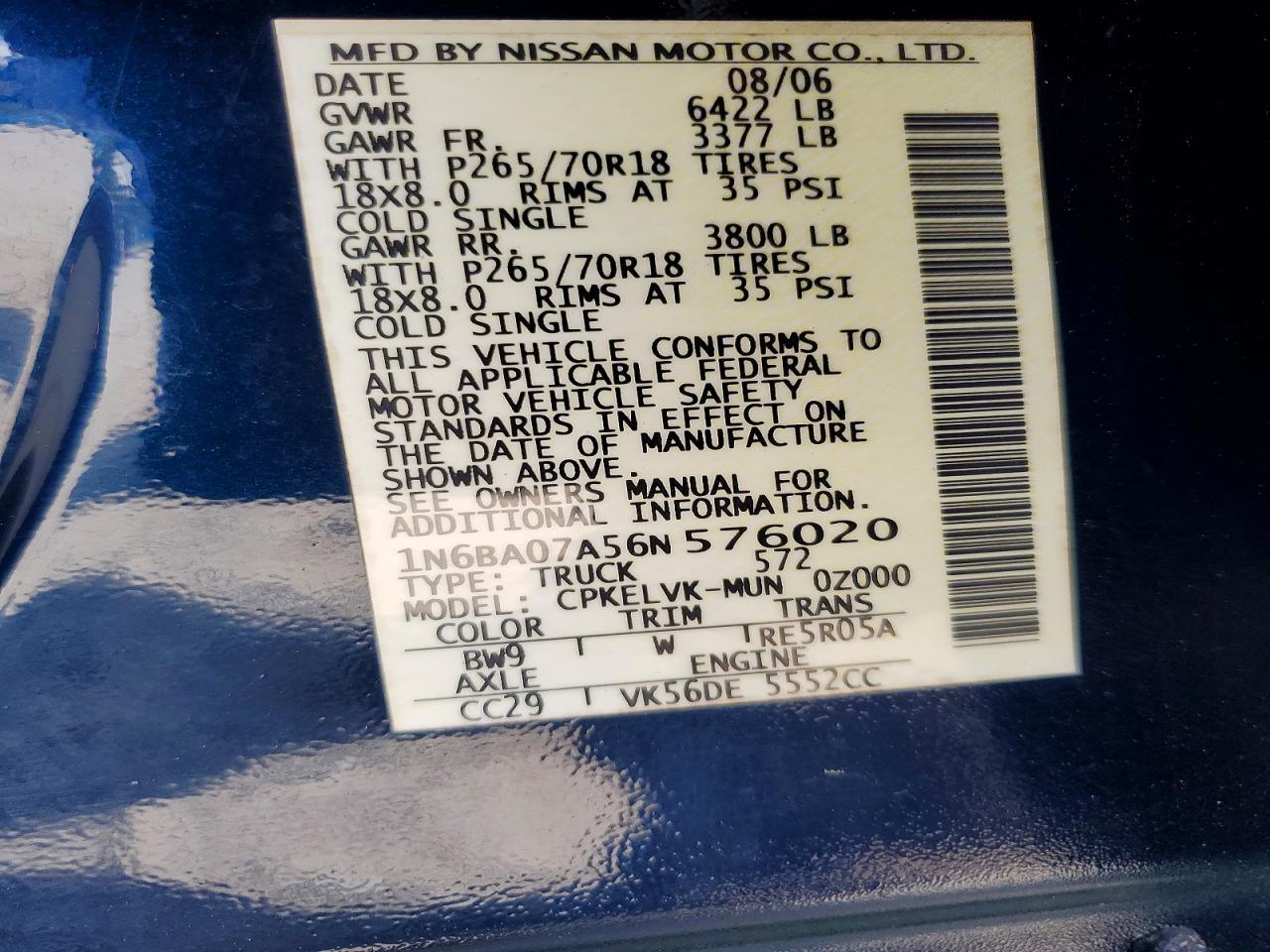 2006 Nissan Titan XE FFV