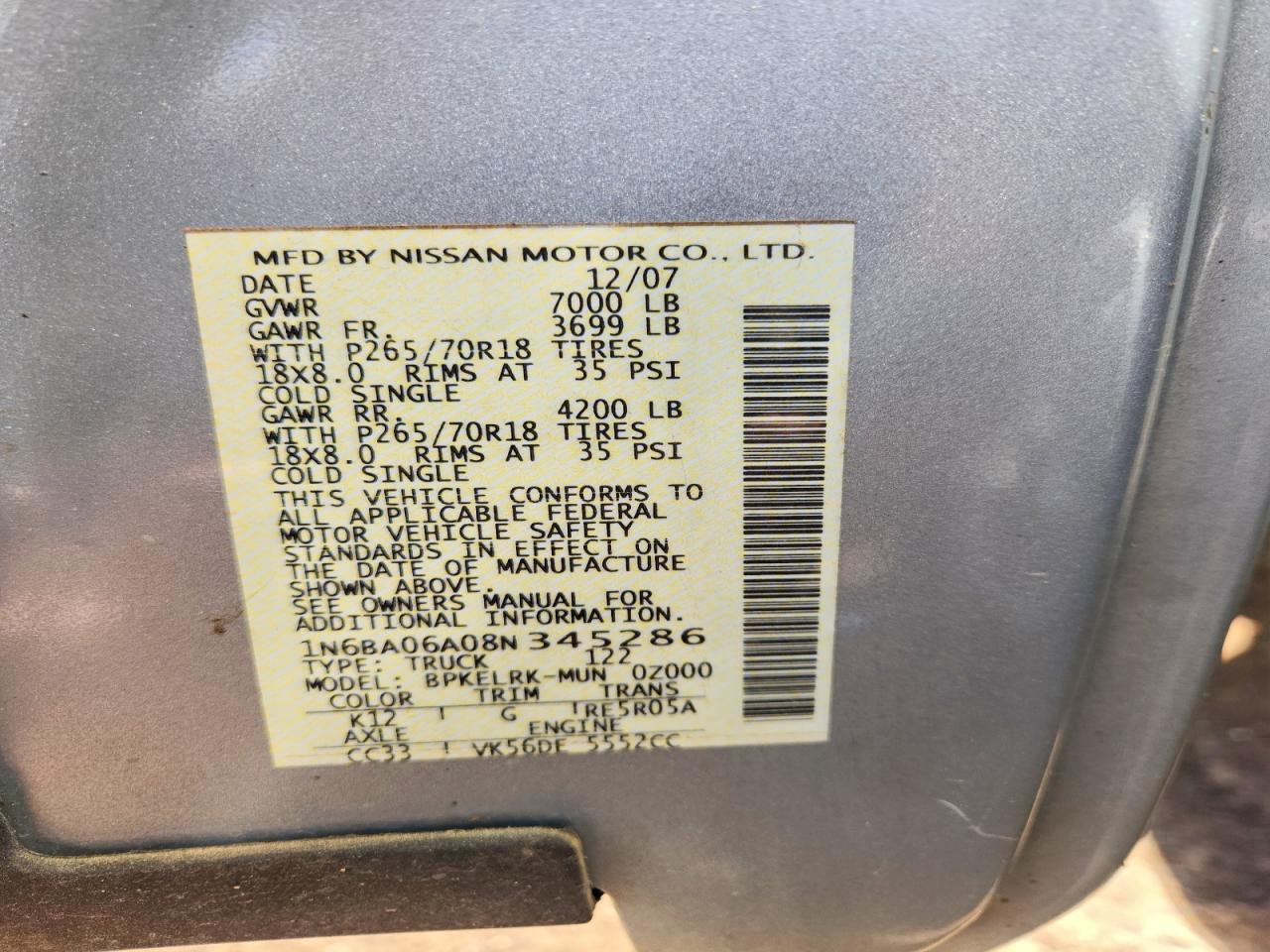 2008 Nissan Titan XE FFV