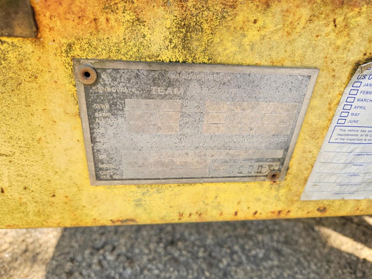 1998 Team Fenex 1997 Team Fenex F-101-KP Manhole Support Trailer