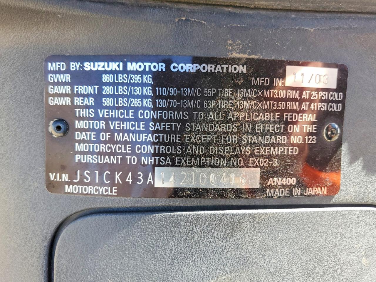 2004 Suzuki AN400 K3
