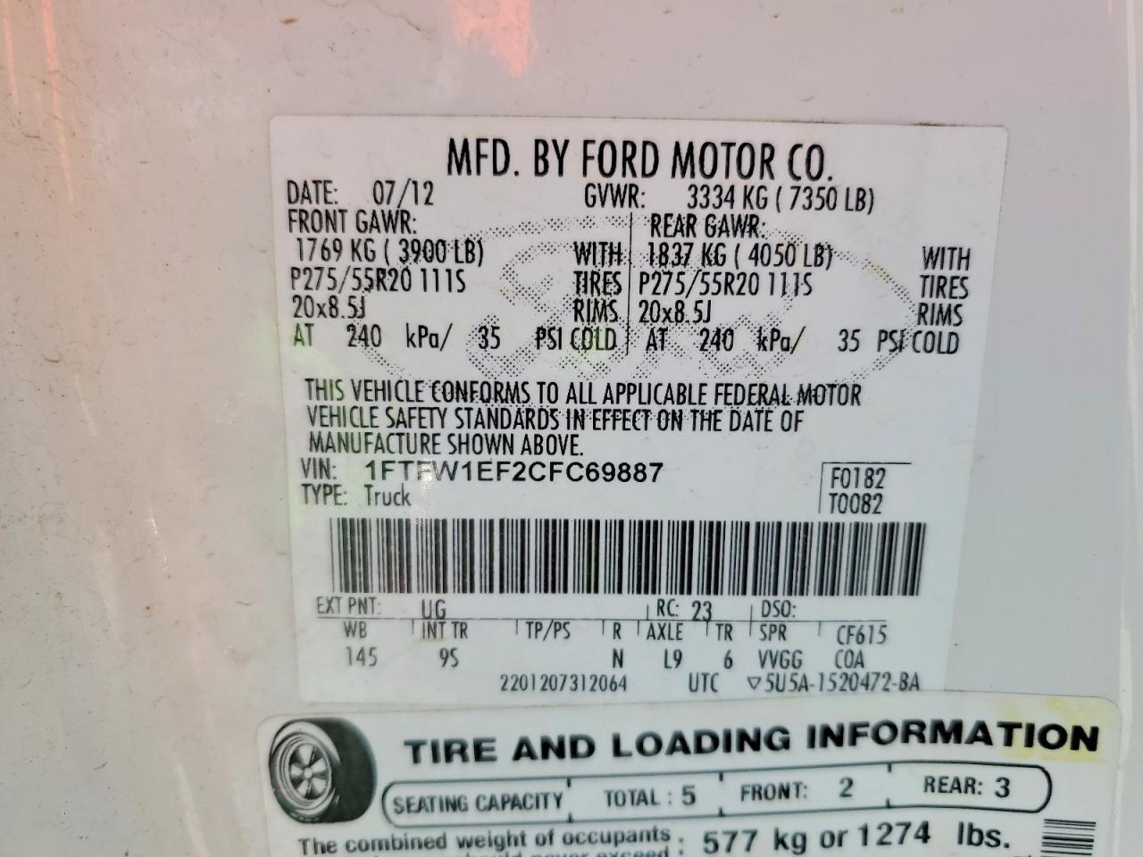 2012 Ford F150 Supercrew