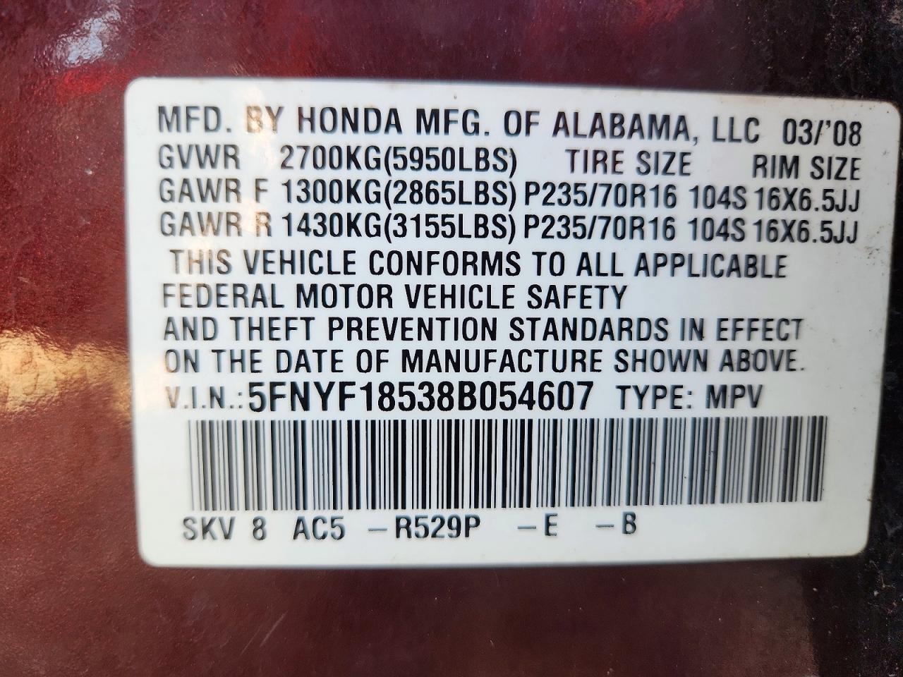 2008 Honda Pilot exl