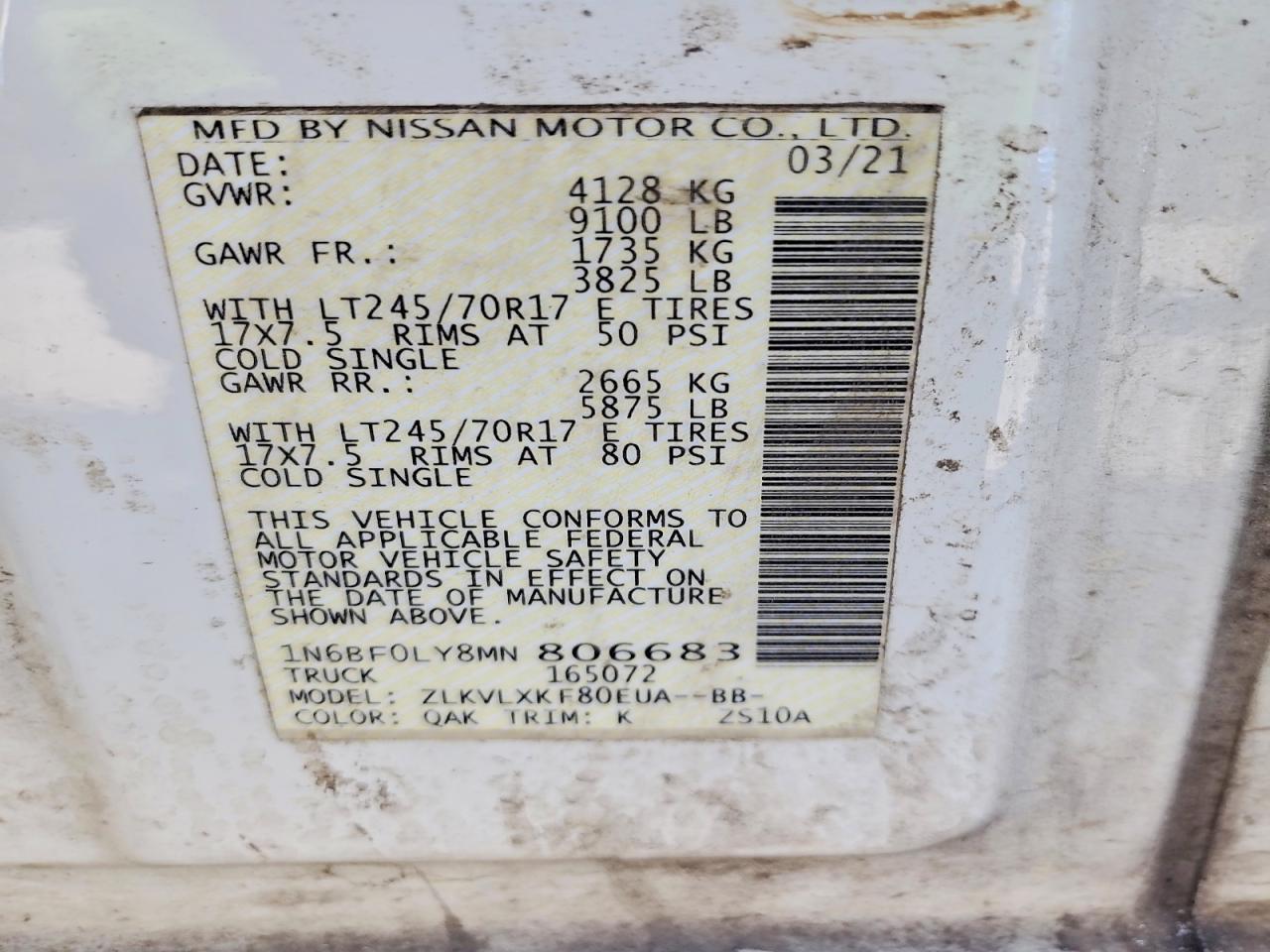 2021 Nissan 2021 Niss NV Cargo 250