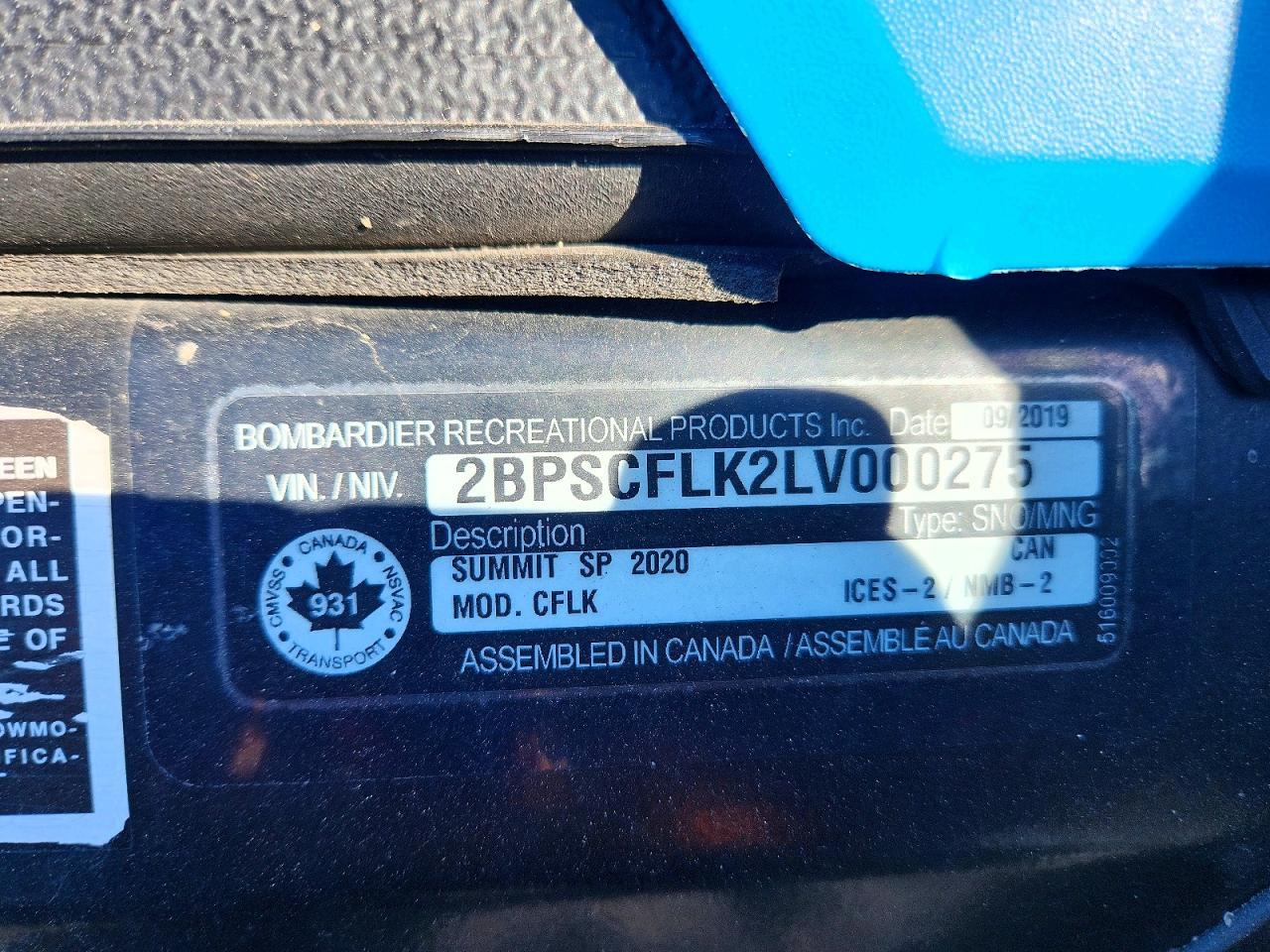 2020 Skidoo Summit X 850 E-TEC