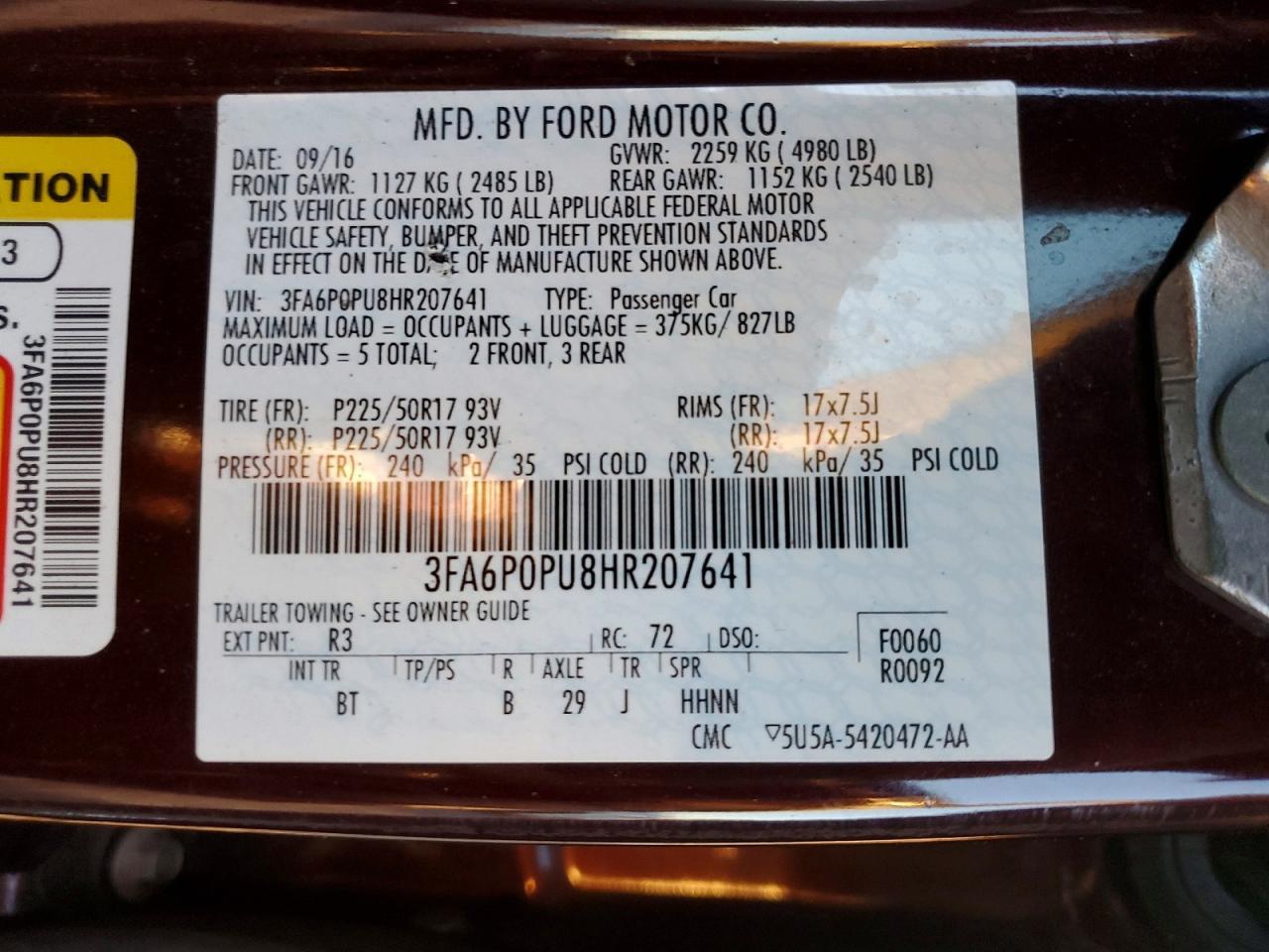 2017 Ford Fusion se Phev
