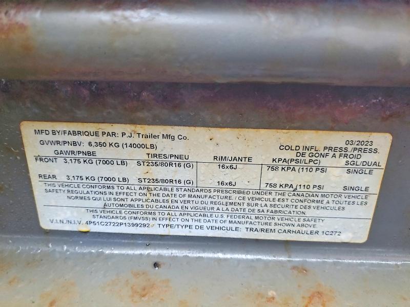 2023 Pj Trailer 2023 PJ 1C272 Equipment Trailer