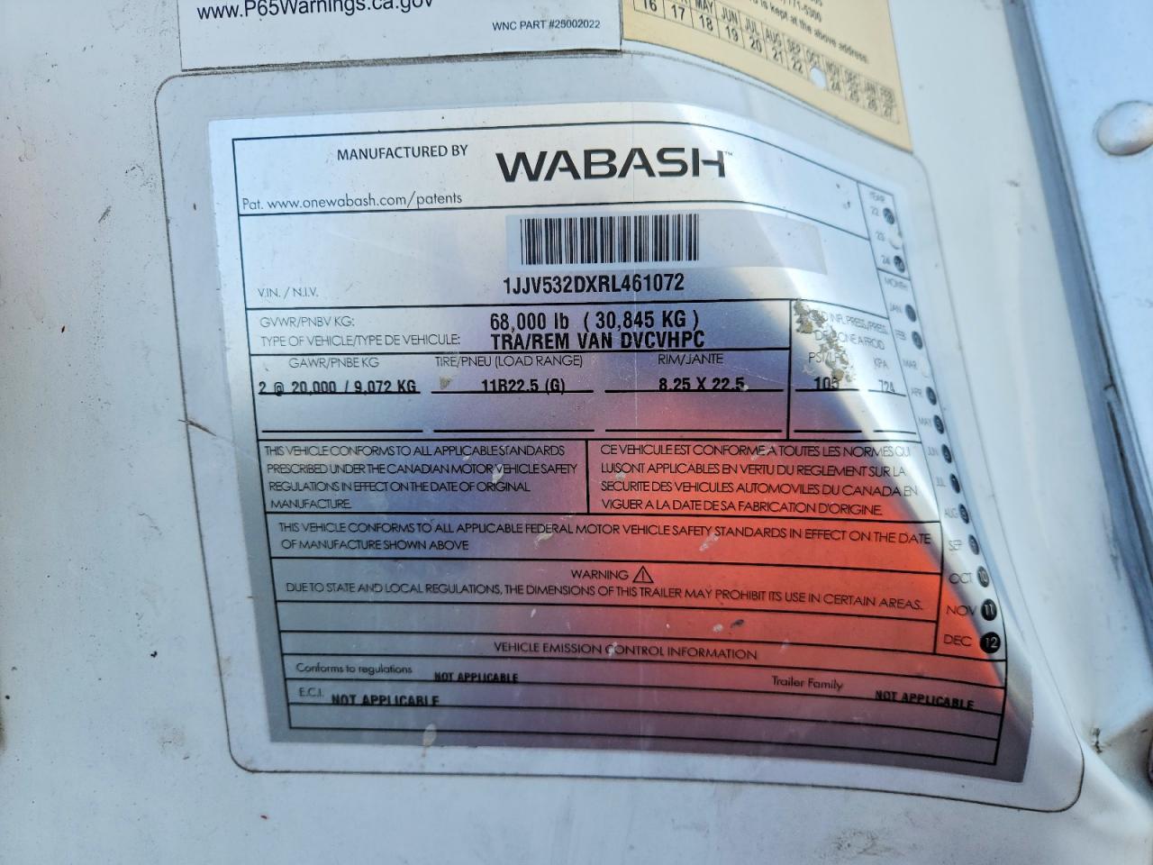 2024 Wabash SH Dvcvhpc DRY Van Trailer