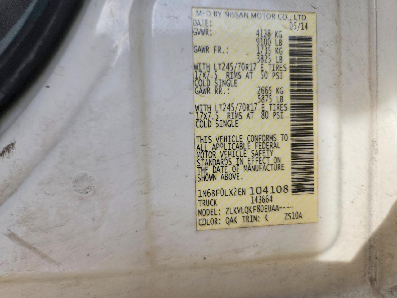 2014 Niss Medium DUTY/BOX Trucks