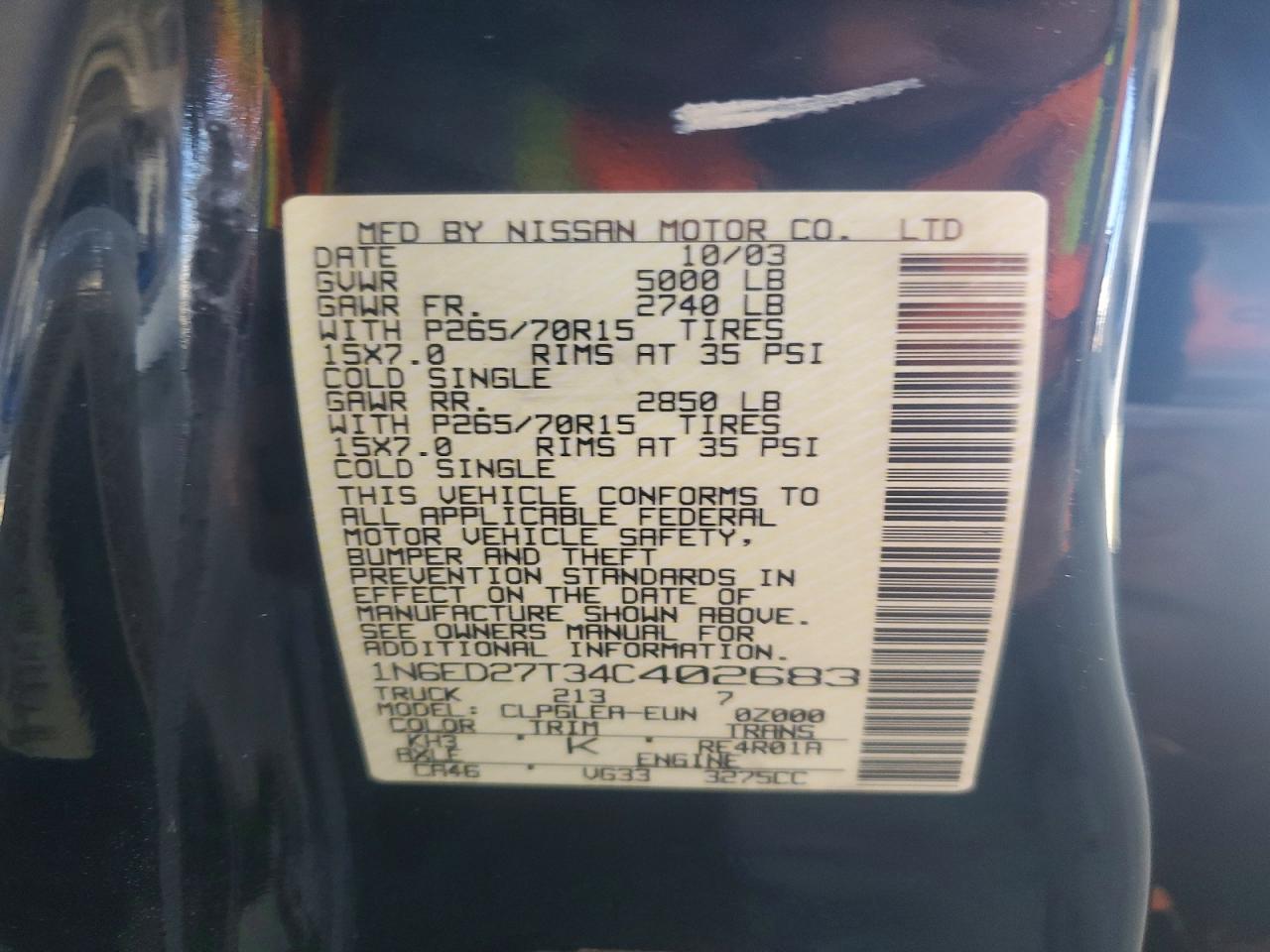 2004 Nissan Frontier XE-V6