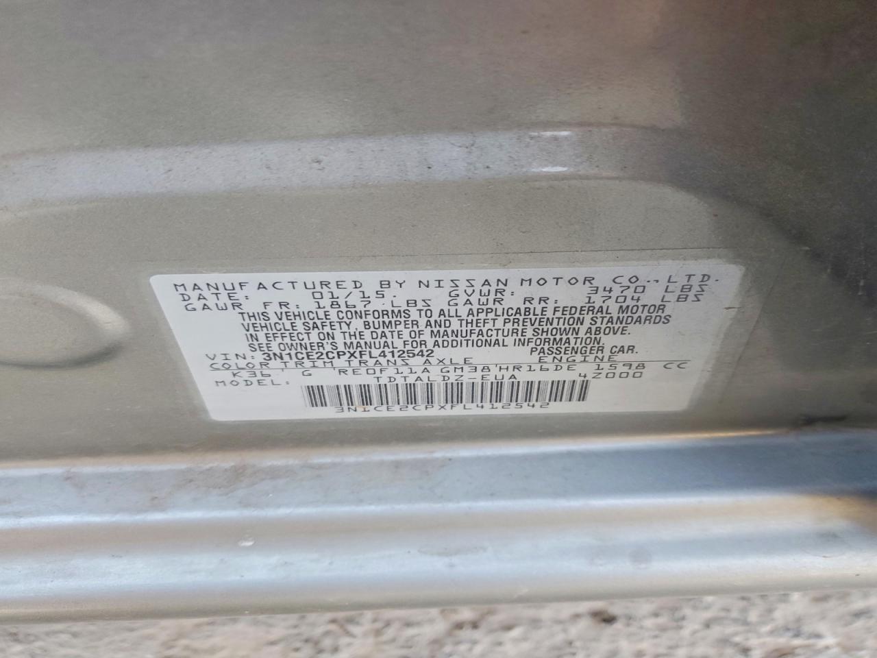 2015 Nissan Versa Note sv