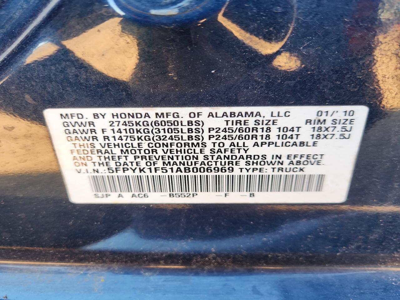 2010 Honda Ridgeline RTL