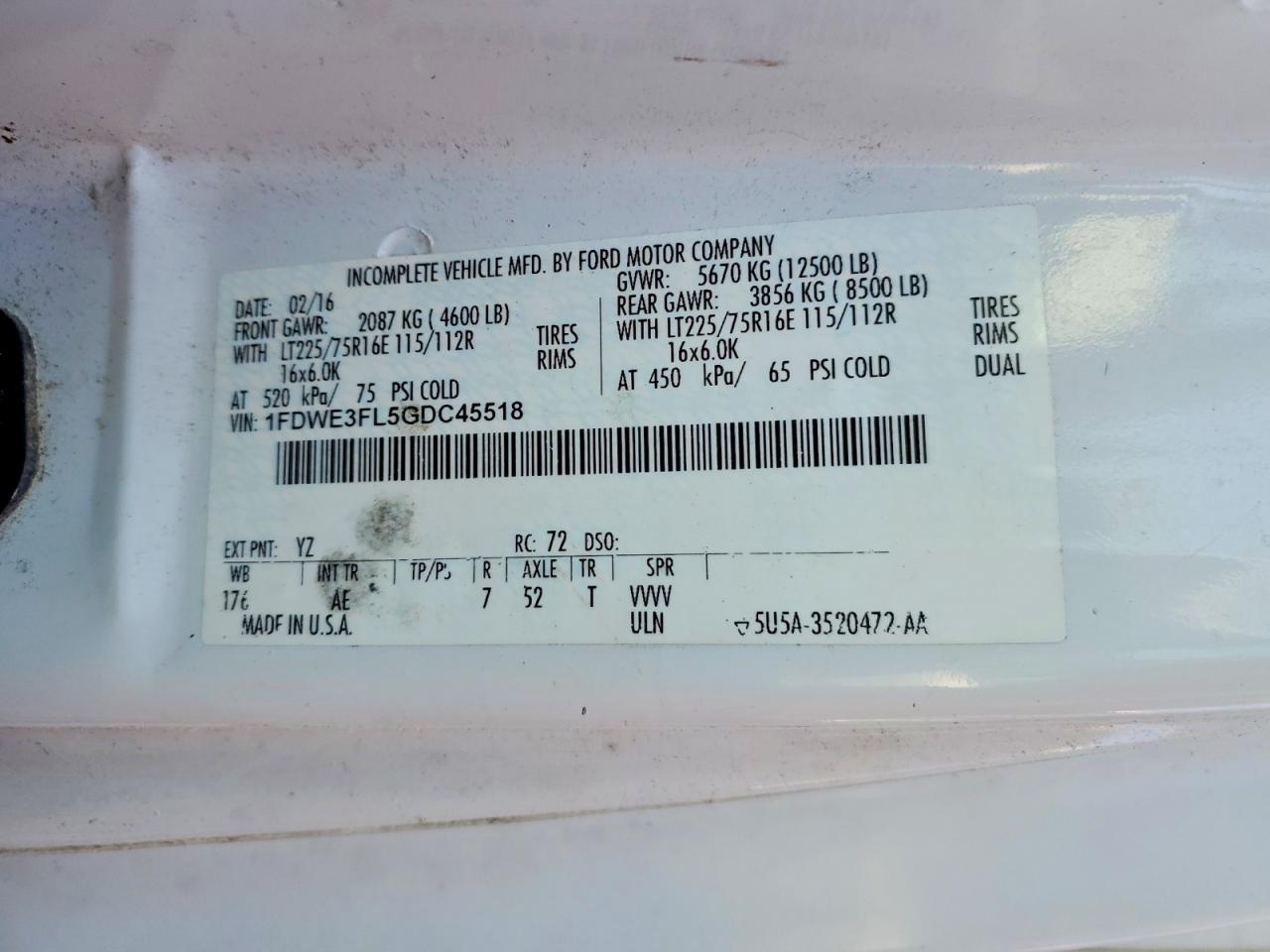 2016 Ford E350 BOX Truck