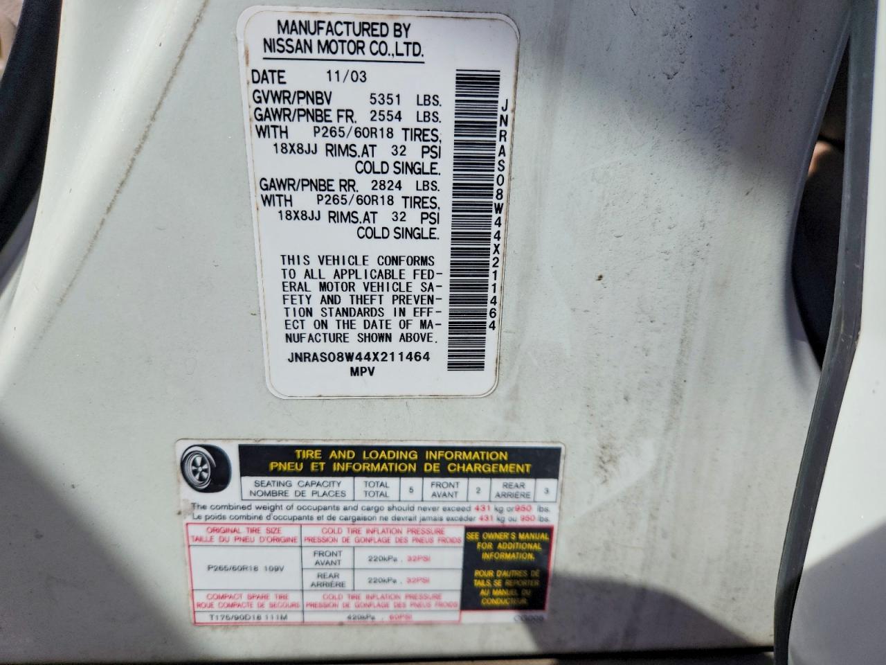 2004 Infiniti Fx35 Base