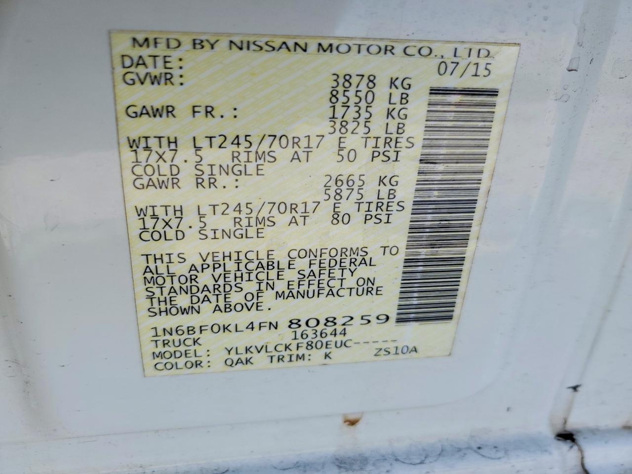 2015 Niss AN NV Delivery Van