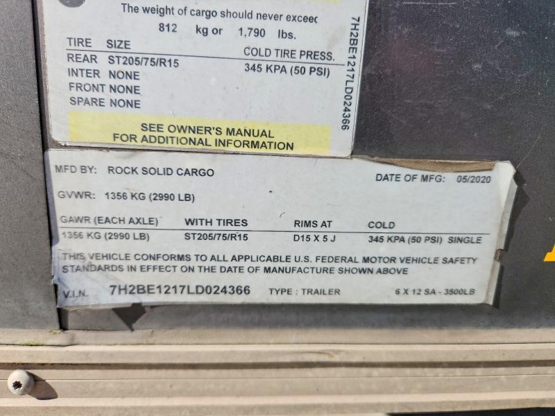 2020 Rock Solid Carg O 6X12SA Enclosed Cargo Trailer