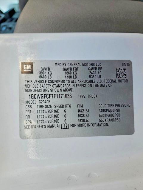 2015 Chev Rolet Express G2500 Utility / Service van