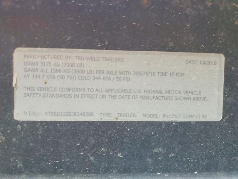 2018 Unknown 2018 TRU-WELD 8'X12'X2' Dump Trailer