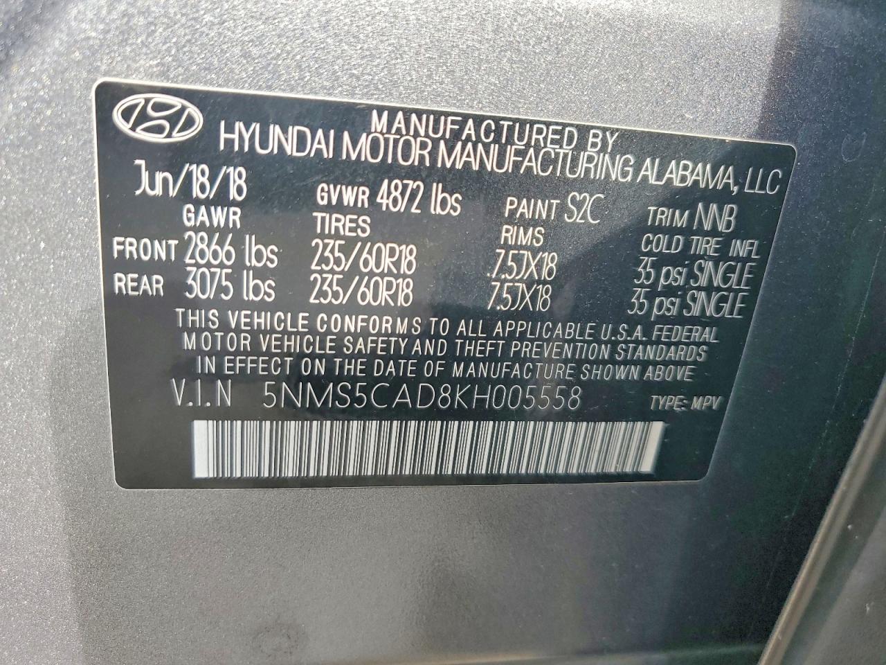 2019 Hyundai Santa fe Limited 2.4l