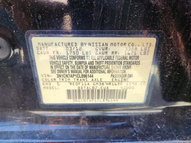 2012 Niss Versa 1.6 s