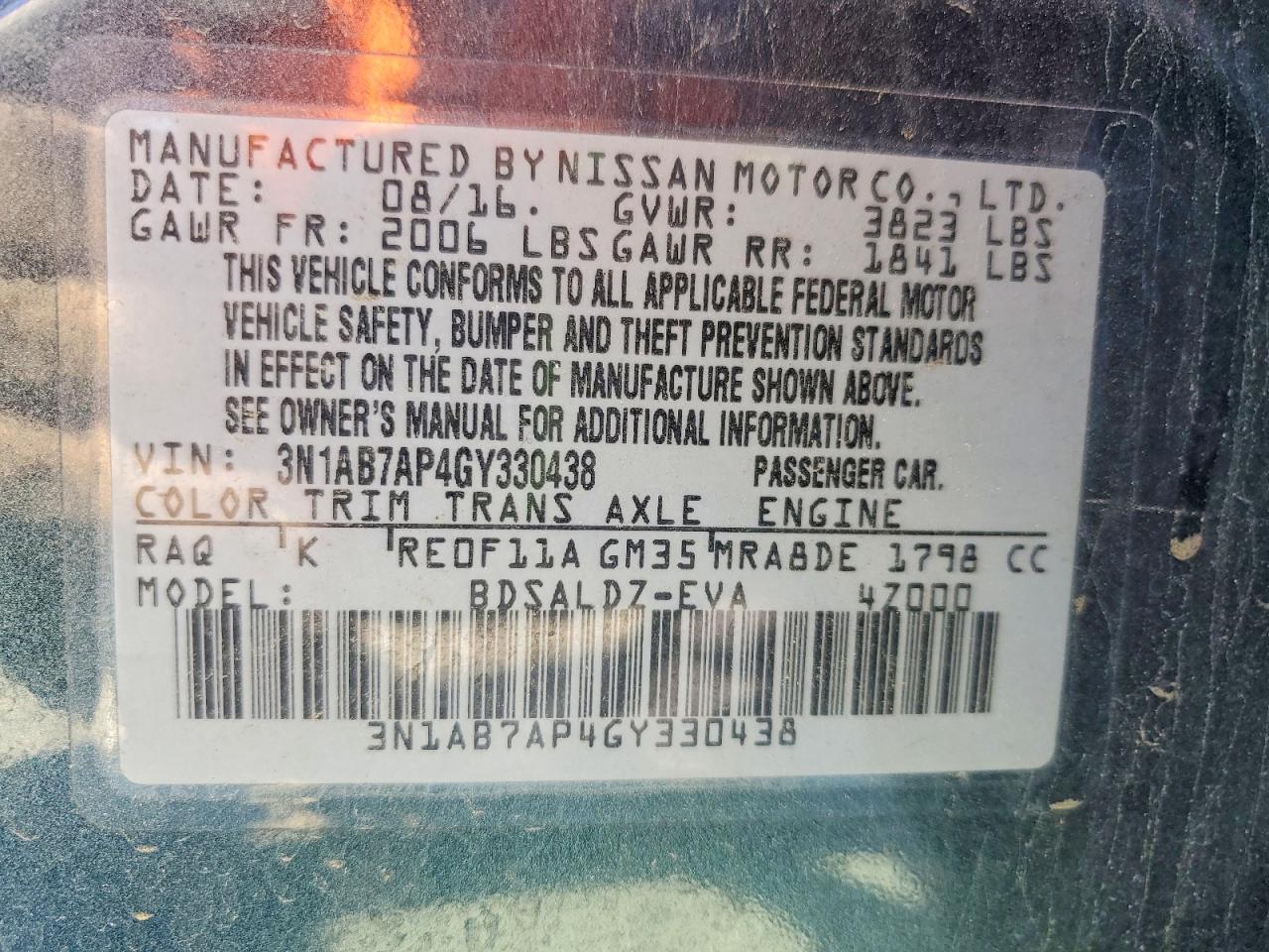 2016 Nissan Sentra sv