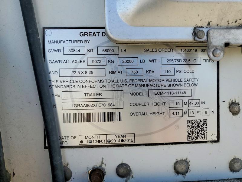 2015 Great Dane 2015 Great Dane ECM-1113-11148 Refrigerated Van TR