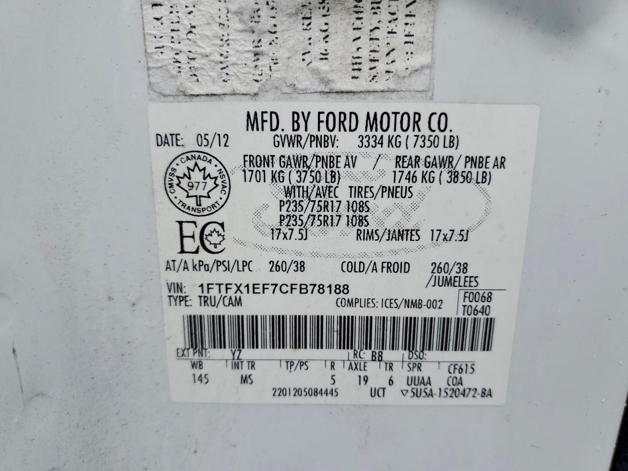 2012 Ford F150 Super cab