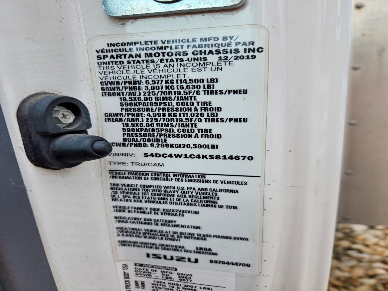 2019 Isuzu NPR HD BOX Truck