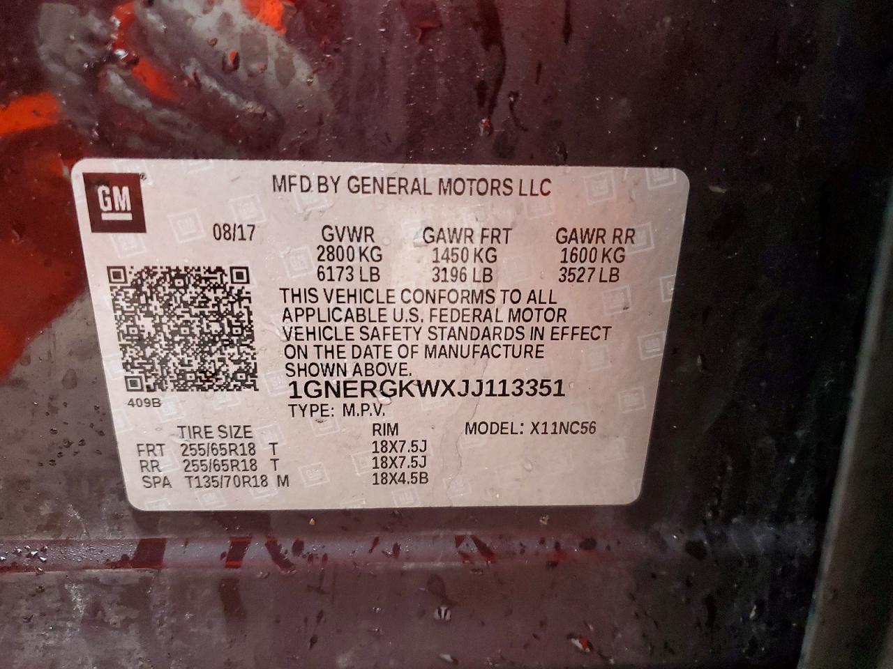 2018 Chevrolet Traverse lt