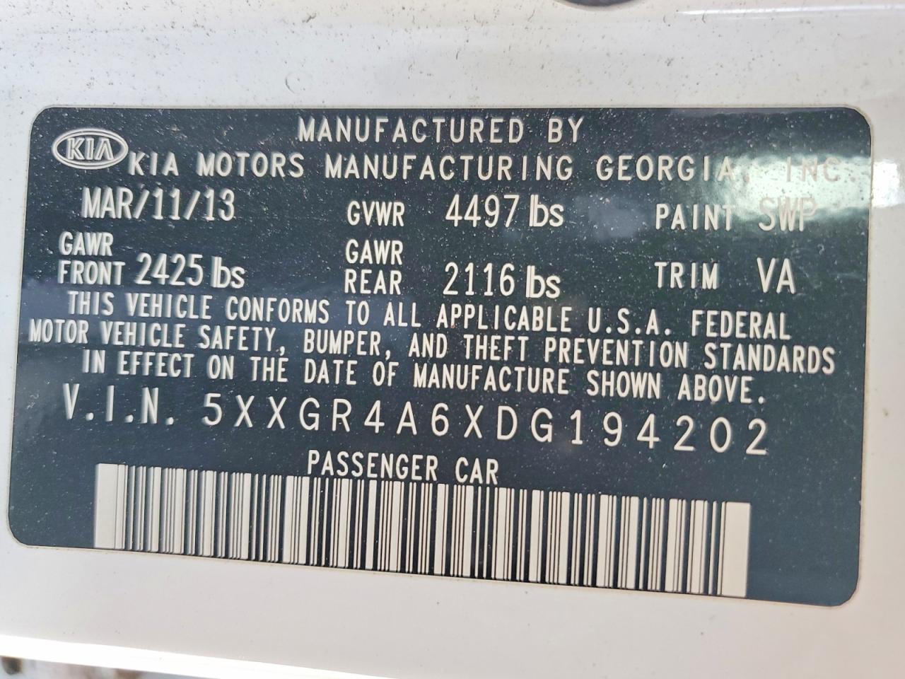 2013 KIA Optima sx