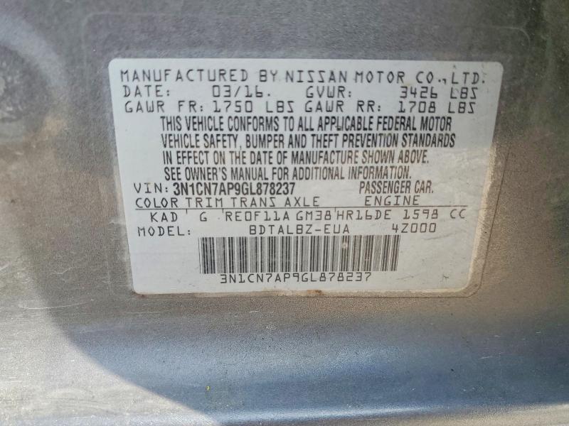 2016 Nissan Versa 1.6 sv