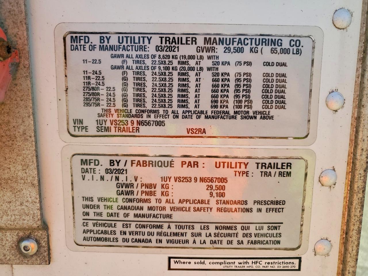 2022 Utility VS2RA Refrigerated Van Trailer