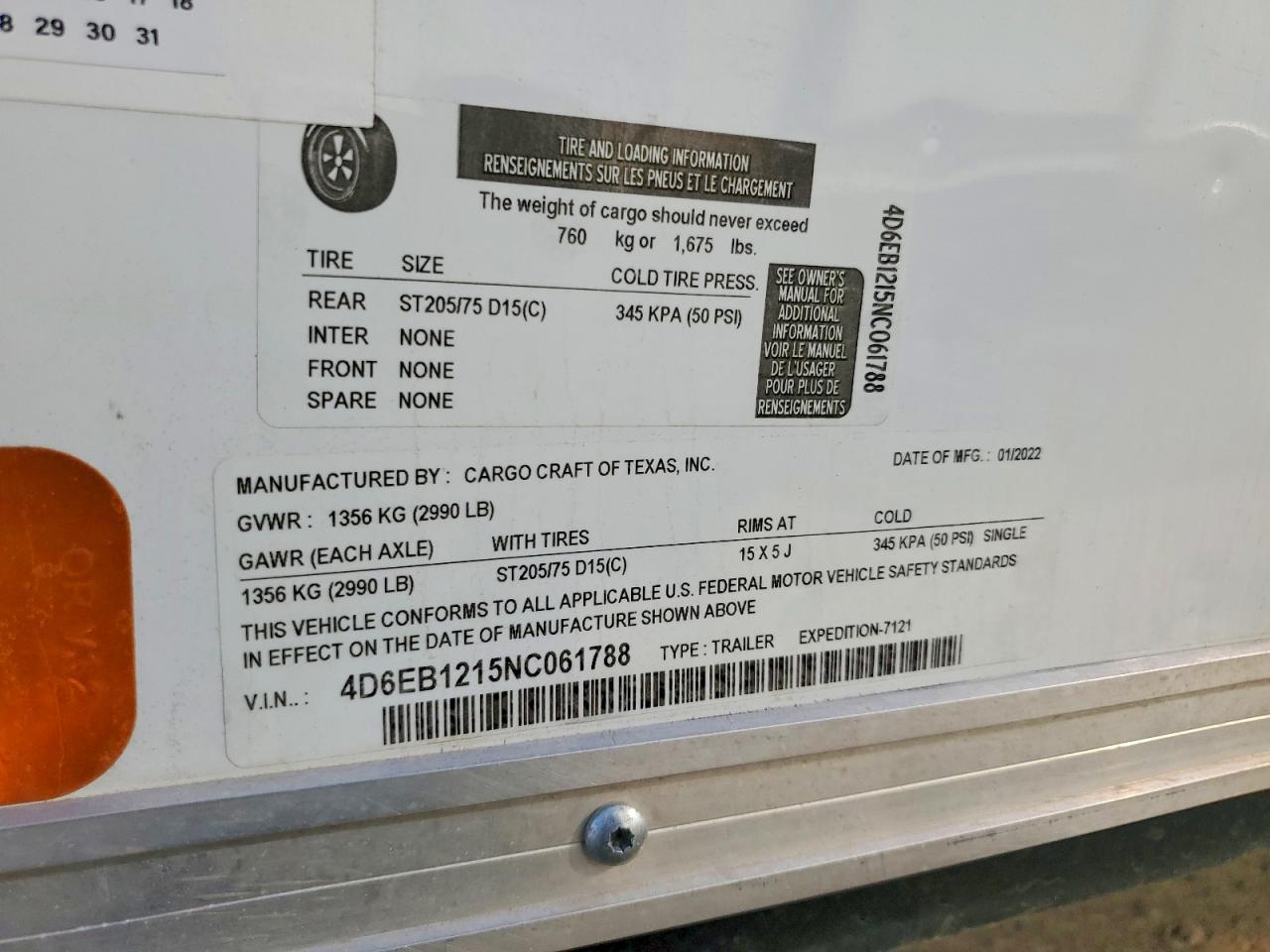 2022 Cargo Craft Enclosed Cargo Trailer